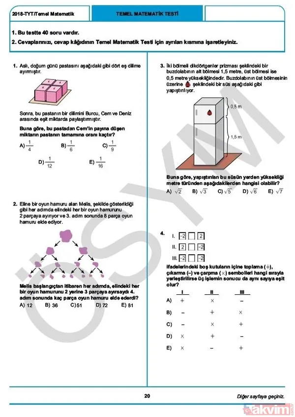 YKS çıkmış sorular ve cevaplar! 2018 YKS çıkmış sorular ve cevap anahtarı - 23