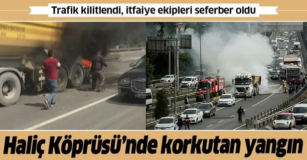 Son dakika: Haliç Köprüsü’nde korkutan yangın! Trafik kilitlendi