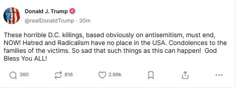 son-dakika-abdde-2-israilli-diplomat-olduruldu-1747888961368.jpeg ABD Başkanı Donal Trump'ın sosyal medya hesabından yaptığı paylaşım.