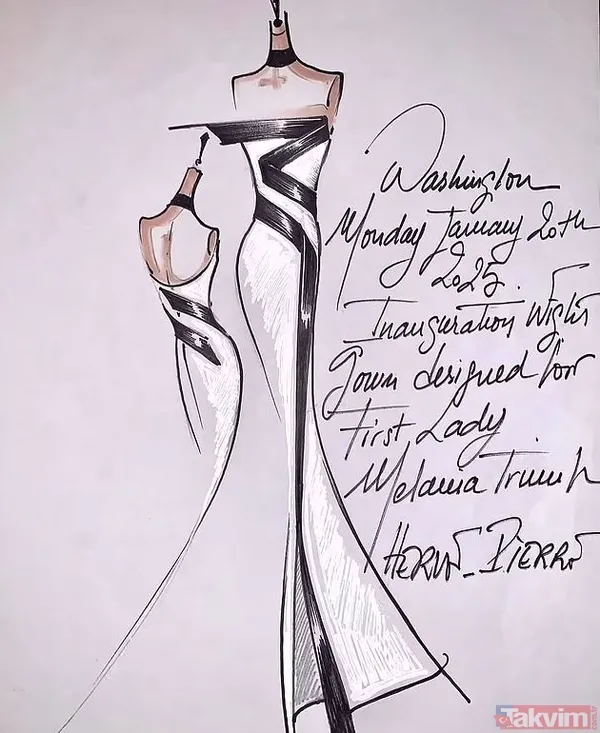 Melania Trump'ın Uzun Zamandır Birlikte Çalıştığı Stilisti Herve Pierre Tarafından Hazırlanan Kalın Siyah İpek Şeritli Beyaz Elbisesi Herkes Tarafından İlgi...