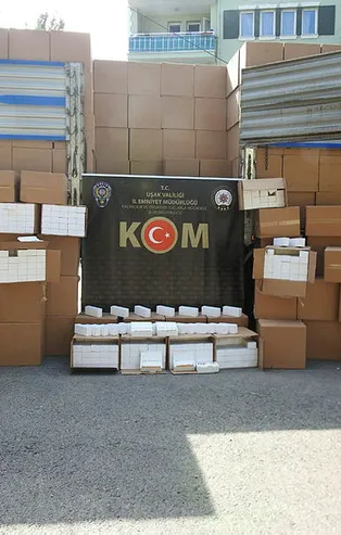 Uşak’ta 6 milyon 300 bin adet kaçak makaron ele geçirildi