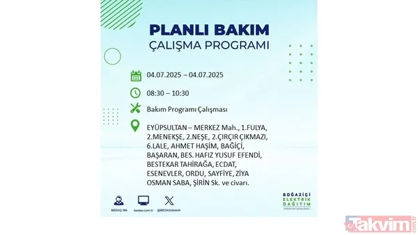 4 Temmuz'da İstanbul'da Elektrik Kesintisi Yaşanacak İlçeler