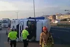 TEM Otoyolu'nda TIR devrildi! Trafik kilit!