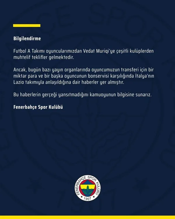Fenerbahçe Vedat Muriç'in transfer iddialarını yalanladı!-1
