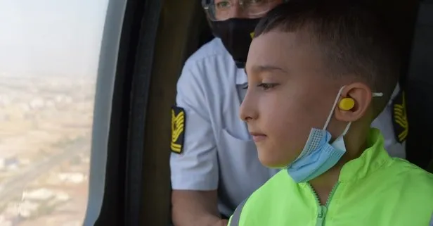 Manisa’da 8 yaşındaki Ali Güler’in hayali gerçek oldu! Helikopterle uçtu