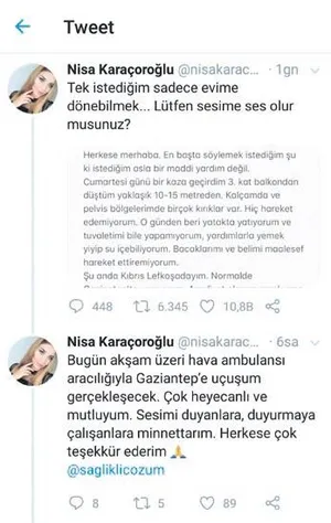 Nisa Karaçoroğlu, KKTC'den ambulans uçakla Gaziantep'e getirildi-1