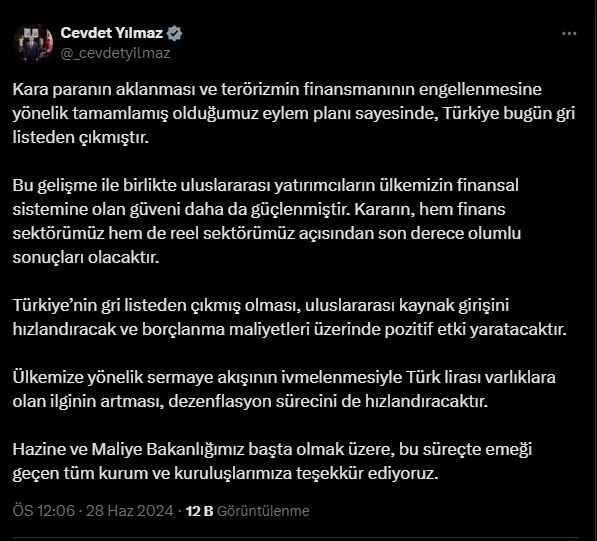 Türkiye FATF'ın gri listesinden çıktı! Hazine ve Maliye Bakanı Mehmet Şimşek paylaştı: Başardık! | Yatırım akışı hızlanacak-5