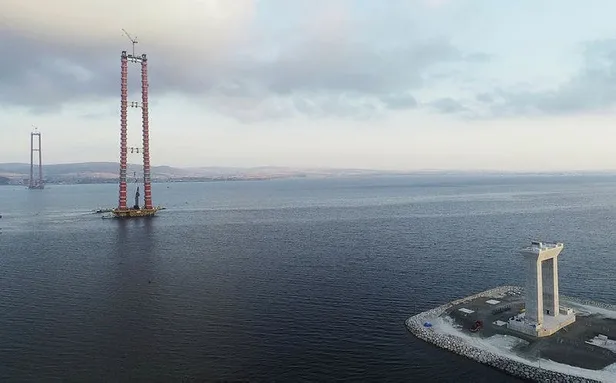 Son dakika: 1915 Çanakkale Köprüsü'nde geçici çalışma halatı montajı başladı-2