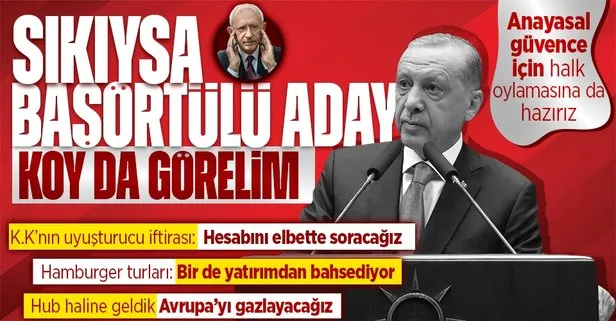 Başkan Erdoğan’dan Kılıçdaroğlu’nun uyuşturucu iftirasına tepki: Hesabını elbette soracağız! Başörtüsüne anayasal güvence...