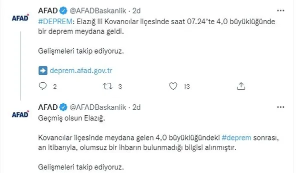 Son dakika: AFAD duyurdu! Elazığ Kovancılar'da 4 büyüklüğünde deprem | Son depremler-1