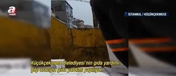 CHP'li Küçükçekmece Belediyesi hakaret eder gibi yardım yaptı! Ramazan kolilerini çöp arabasıyla dağıttılar-1