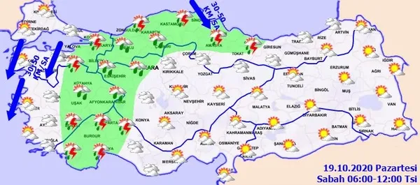 Meteoroloji uyardı! Kuvvetli yağışa dikkat | 19 Ekim HAVA DURUMU-2