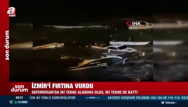 İzmir'de fırtına tekneleri batırdı