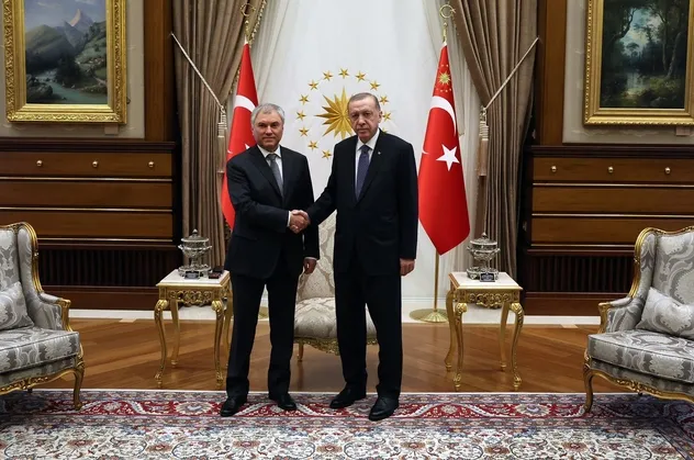 Son dakika: Başkan Erdoğan, Rusya Federasyonu Federal Meclisi Devlet Duması Başkanı Vyacheslav Volodin'i kabul etti