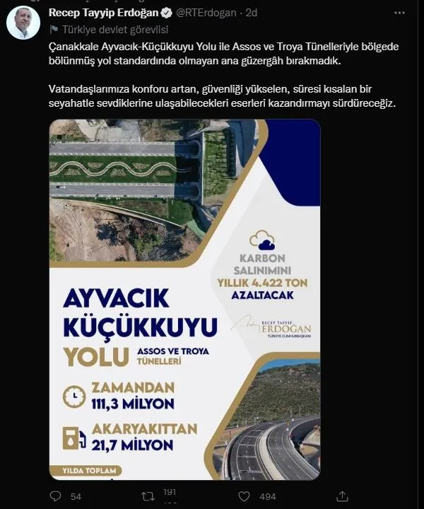 Başkan Erdoğan'dan Çanakkale Ayvacık-Küçükkuyu Yolu Assos ve Troya Tünelleri Açılış Töreni'nde önemli açıklamalar-2