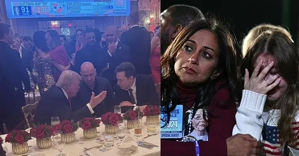 Trump kutlamada Harris cephesinde ölüm sessizliği! Elon Musk ile zafer pozu