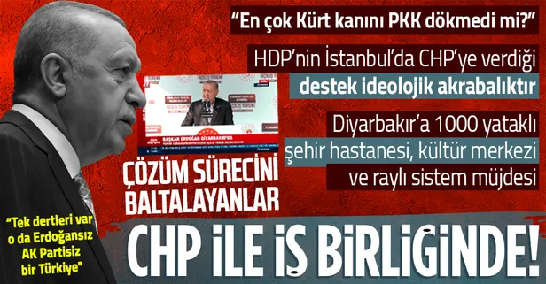 Başkan Recep Tayyip Erdoğan'dan Diyarbakır'da önemli açıklamalar: "Çözüm sürecini baltalayanlar şimdi CHP ile iş birliğinde"