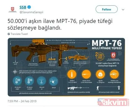 Milli piyade tüfeği MPT-76 yeni imzalar atıldı