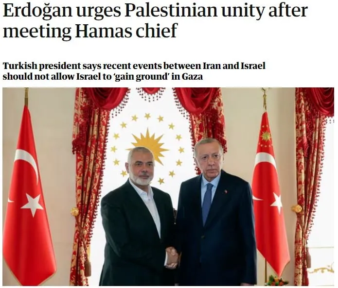 Başkan Erdoğan-Haniye görüşmesi dünya basınında! İsrail medyası resmen çileden çıktı: İngiliz gazeteden skandal başlık! Hamas’ın karargahı İstanbul mu olacak?-7