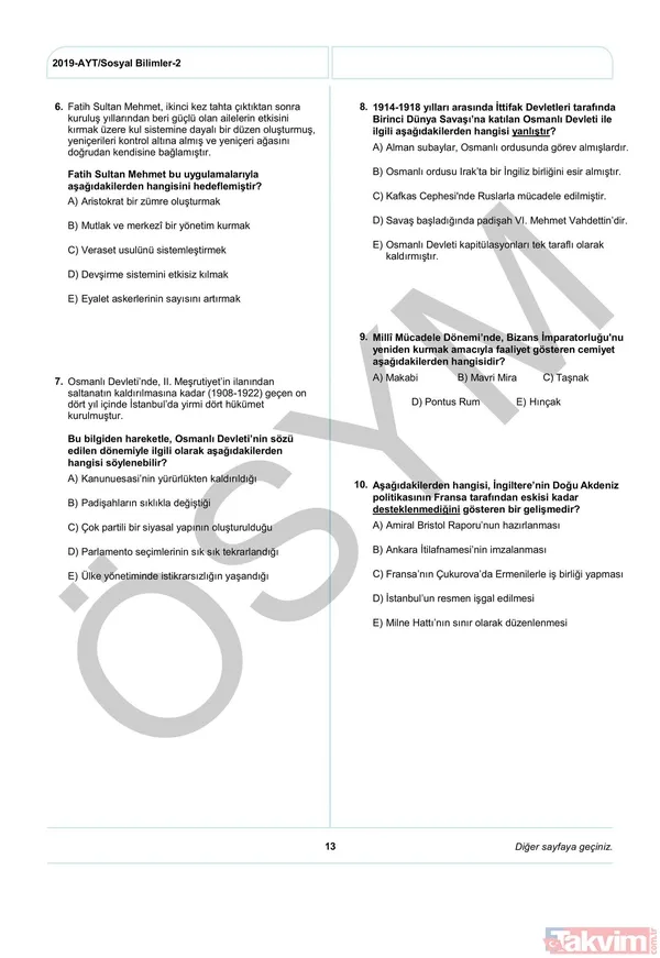 2019 YKS AYT soruları ve cevapları yayınlandı! İşte AYT soru ve cevap anahtarı... - 16