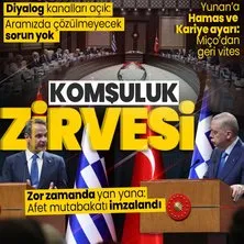 Başkan Erdoğan ve Miçotakis’ten ortak açıklamalar! Aramızda çözemeyeceğiz sorun yok mesajı | Yunan’a ’Hamas’ ve ’Kariye’ ayarı