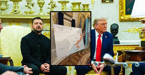 Oval Ofis'te dikkat çeken Ukrayna haritası | Trump'tan ve Zelenskiy'e mesaj! Toprak takası mı konuştular?
