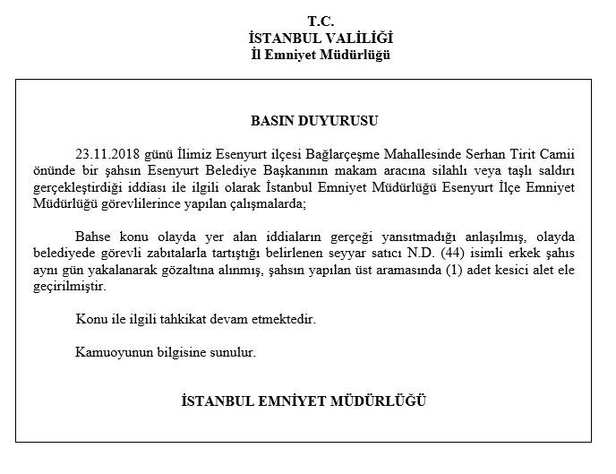 İstanbul Emniyet Müdürlüğü'nden Alatepe açıklaması-1