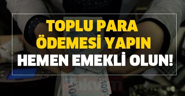 Toplu para ödemesi yapın hemen emekli olun!