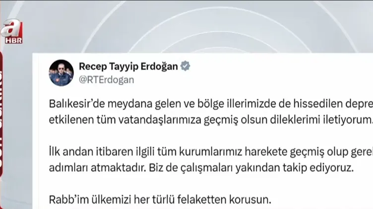 Başkan Erdoğan’dan geçmiş olsun mesajı