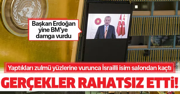 Başkan Erdoğan'ın BM'de İsrail'in işgallerini haykırması İsrail Büyükelçisi Gilad Erdan'ın zoruna gitti! Salonu terk etti...
