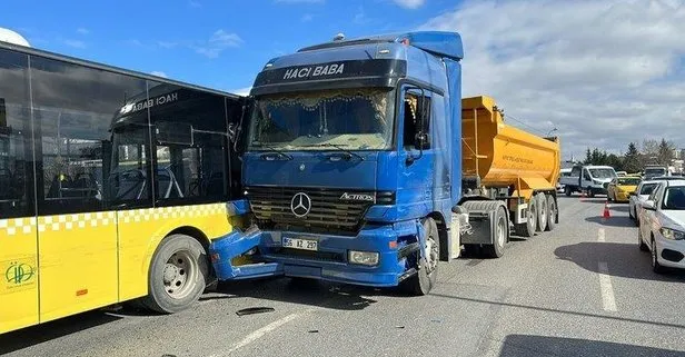 Şile Otoyolu’nda can pazarı: Duraktan çıkan hafriyat kamyonu İETT otobüsüne çarptı