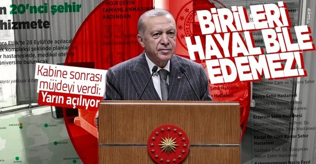 Başkan Erdoğan tarihi duyurdu: Türkiye’nin 20’nci şehir hastanesi hizmete açılıyor