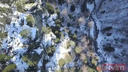 Uludağ’daki kayıp dağcıları arama çalışmaları drone ile görüntülendi