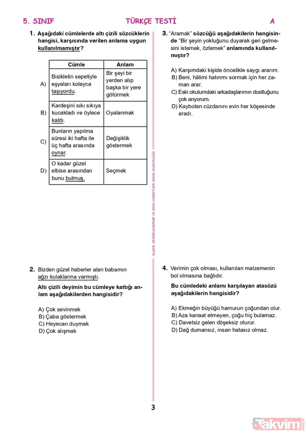 2021 Bursluluk Sınavı 5.6.7.8.9.10.11. Sınıf Soru Ve Cevap Anahtarı;