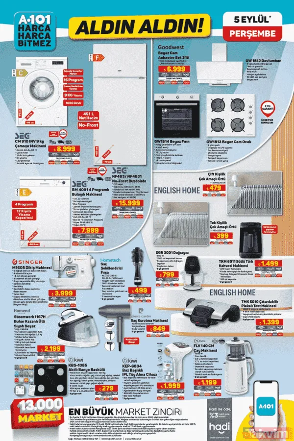 A101'de beyaz eşya indirimi! 12 Eylül kataloğunda yeni mutfak ürünleri yayınlandı - 3