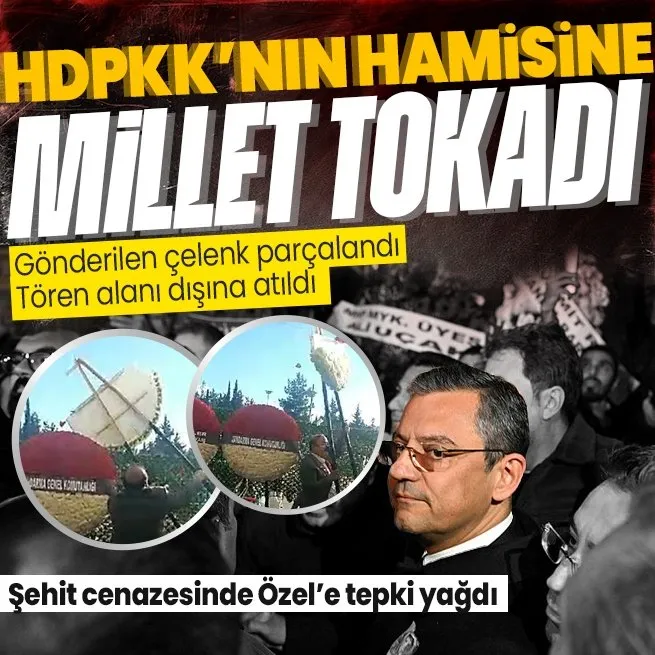 PKK ile kol kola gezen CHPye şehit cenazesinde tepki yağdı! Özgür Özelin gönderdiği çelenk parçalandı