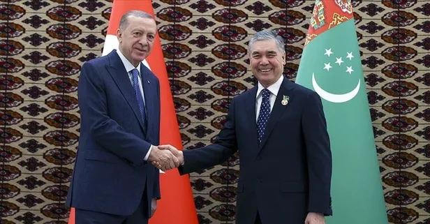 Başkan Erdoğan Türkmenistan Millî Lideri Gurbangulu Berdimuhammedov ile görüştü