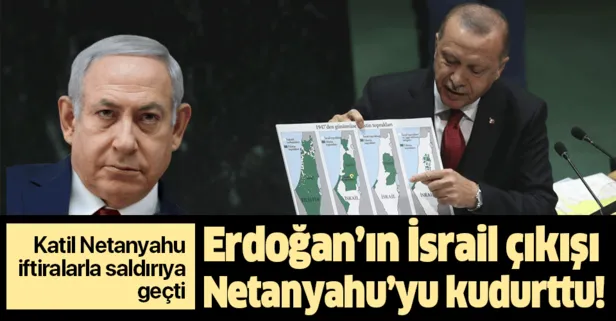 Başkan Erdoğan’ın BM kürsüsündeki haritalı İsrail çıkışı faşist Netanyahu’yu kudurttu!