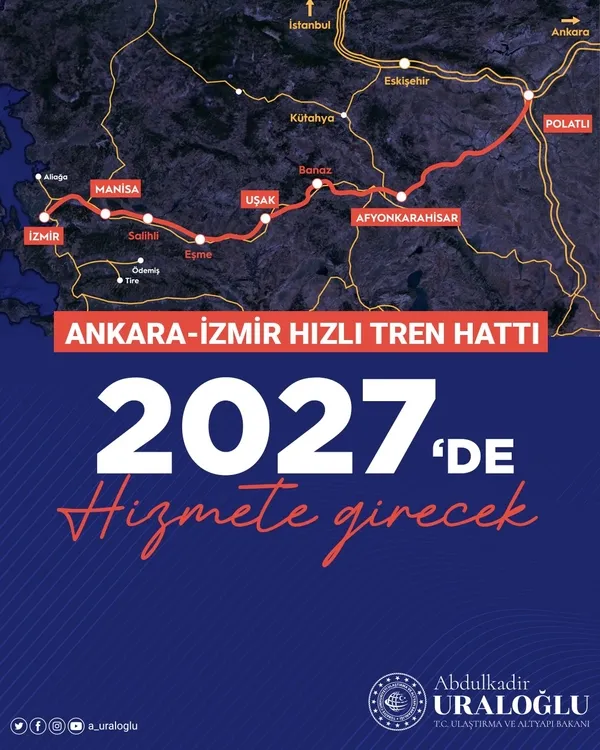 Ankara-İzmir YHT için yeni tarih geldi! Ulaştırma ve Altyapı Bakanı Abdulkadir Uraloğlu hizmet tarihini 1 yıl erkene çekti-5