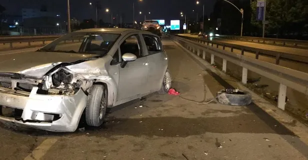 Kazada kopan tekerlek başka kazaya sebep oldu: 2 yaralı