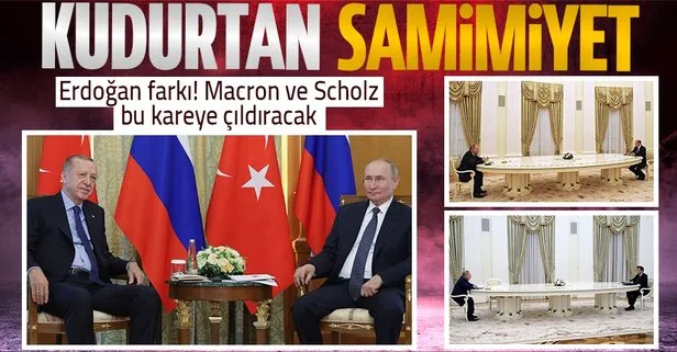 Dikkat çeken Macron ve Scholz detayı! Erdoğan - Putin samimiyeti karelere yansıdı