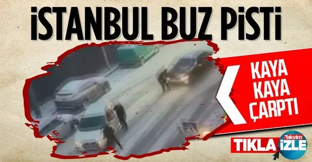 İstanbul’a kar yağdı yollar buz pistine döndü! Beşiktaş’ta feci kaza: Kaya kaya yayaya çarptı