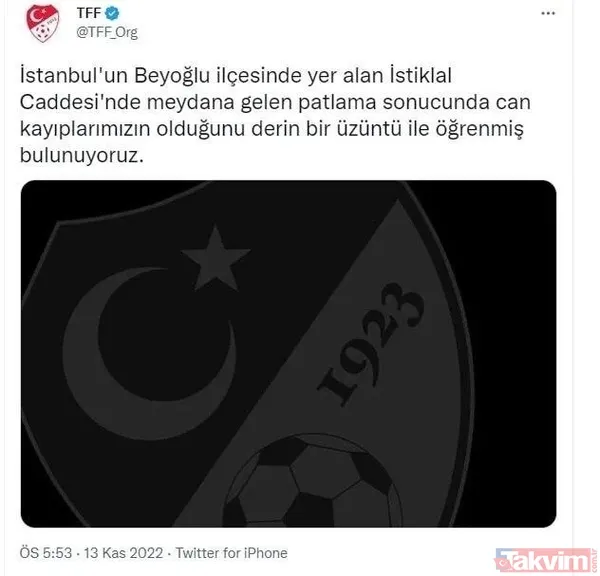 İstiklal Caddesi'nde hain terör saldırısı sonrası Türkiye tek yürek! Spor camiasından geçmiş olsun mesajları... - 3