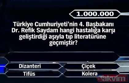 Murat Yıldırım’ın sunduğu Kim Milyoner Olmak İster yarışmasının 1 milyonluk soruları