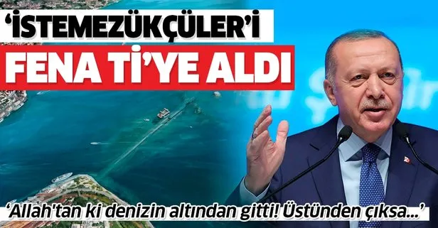 Başkan Erdoğan ’İstemezükçüler’i fena ti’ye aldı: Allah’tan ki denizin altından gitti, üstünden çıksa...