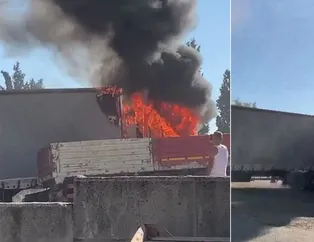 Park halindeki TIR, alev alev yandı!