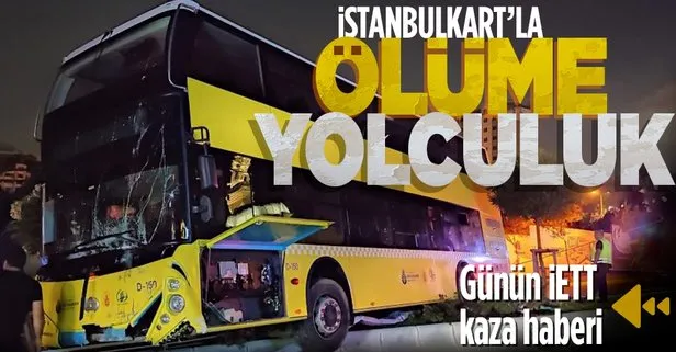 İstanbul Başakşehir’de şoförünün direksiyon hakimiyetini kaybeden İETT otobüsü bariyerlere çarpıp askıda kaldı