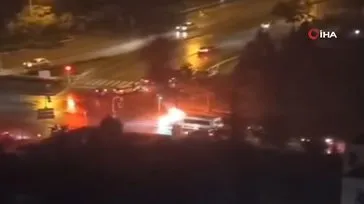 İZLE I Ankara’da korku dolu anlar! Seyir halindeki otomobile yıldırım düştü