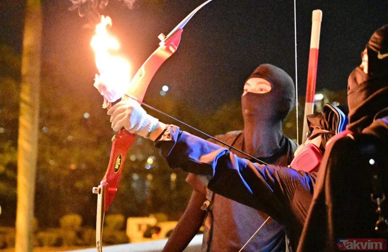 Hong Kong yine karıştı! Polislere ateşli okla saldırıyorlar!