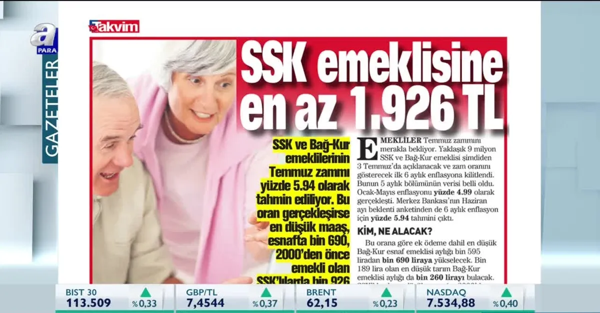 SSK emeklisine en az 1.926 TL (Video)